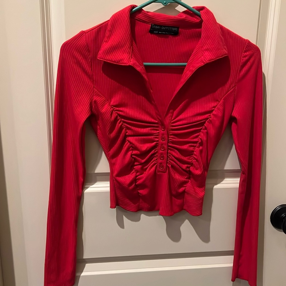 Red Urban Outfitters cropped long-sleeve top